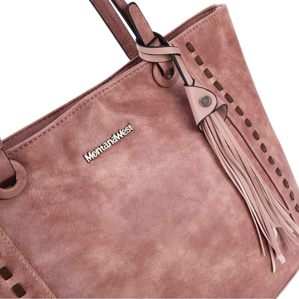 NEW Montana West Pink Vegan Leather Fringe Western Shoulder Tote Bag